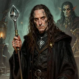 Steve Buscemi as a mad, evil alchemist with tatoos on his face, fantasy concept art by J.Dickenson and Greg Rutkowski