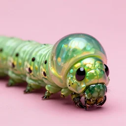 high quality close-up photo pearlescent caterpillar! gorgeous highly detailed david ligare elson peter cinematic pink lighting high quality low angle hd 8k sharp shallow depth of field