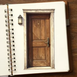 a notepad as front door, detailed digital art, trending on artstation, aesthetic!!,