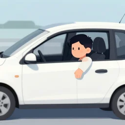 photo of a guy that just succeeded his driving test