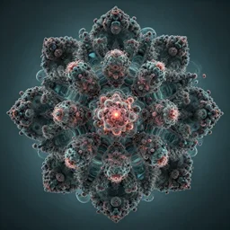 a mandelbulb 3 d fractal, in the style of gary webb, 8 k, symmetrical, artstation,