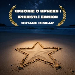 a star drawn in the sand and the sea at night, stars in the sky, shot with iphone 1 0, unreal engine, octane render, winning award photo