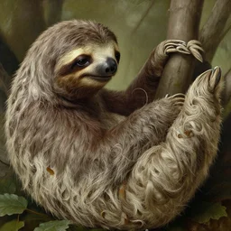 a sloth regretting its life choices by albert bierstadt and mœbius and peter mohrbacher, hyperrealism, highly detailed, intricate details