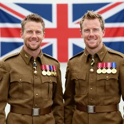 max branning and Jenson button as British military with medals portrait