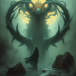 the infinite elegant, ethereal horror fantasy art by greg rutkowski and magali villeneuve and claude monet