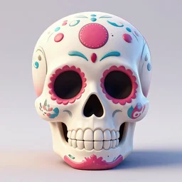 sugar skull, stylized, 3 d, highly detailed, concept art, cel shading, toon shading, outline shader, anime shader, 4 k, unreal engine, blender, artstation