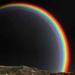 digital render of twisting rainbow in black sky. trending on deviantart
