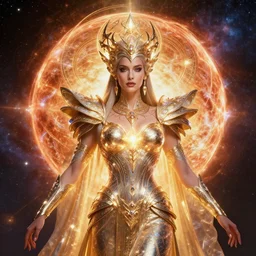portrait of the powerful queen of the solar system in the style of wayne barlowe and in the style of anna dittmann. glowing, ornate and intricate, stunning, dynamic lighting, intricate and detailed.