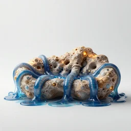 organic sofa made of blue tentacles goo in the water, on a white background, maximum natural texture, warm illumination, cinematic alien futuristic atmosphere, in low fog, magical digital, 8k resolution, golden ratio, best color graded, vray beautiful, ambient occlusion, subsurface scatter, radiosity, hyper-realistic render