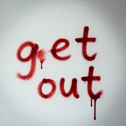 the words'get out'written on the wall in blood