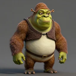 A gorilla that looks like Shrek, 3D model, Unreal Engine, Blender, highly detailed