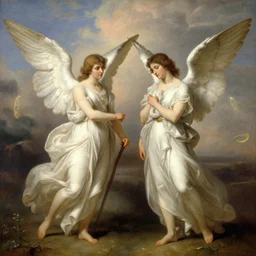 angels, by bierstadt and remington, trending on artstation