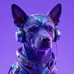 a beautiful portrait of a cute cyberpunk dog by greg rutkowski and wlop, purple blue color scheme, high key lighting, volumetric light, digital art, highly detailed, fine detail, intricate, ornate, complex, octane render, unreal engine, photorealistic