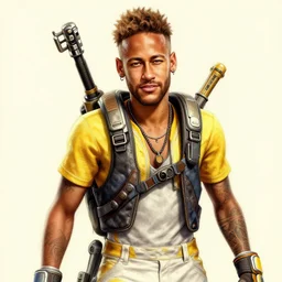 a well designed portrait of neymar from borderlands 3, detailed, realistic, sketch style, artstation, greg rutkowski, 8 k resolution.