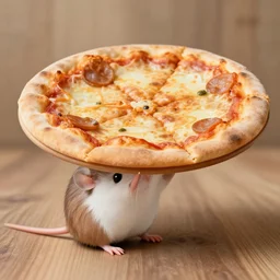 italian mouse holding a pizza, photography
