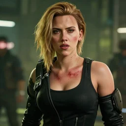 bruised scarlett johansson after a bad mission in Cyberpunk 2077. CP2077. 3840 x 2160