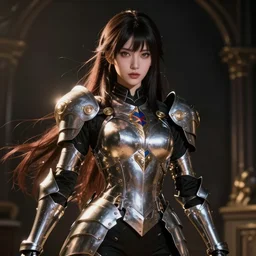 a new unique goddess anime character in armor high res, beautiful, dark
