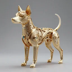 a beatiful and elegant android dog with a beautiful, intriicate, detailed, elegant, ornate exoskeleton