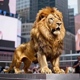 fire Lion in new york times square, award winning photo