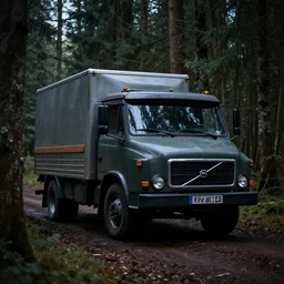 volvo p 1 8 0 0 in the dark forest, photo
