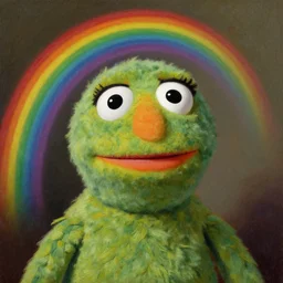 helga pataki's teeth, soft rainbow, painting by francois boucher, sad muppet eyes