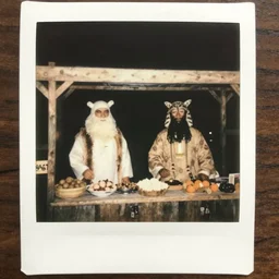 Polaroid photo of two Khajiit vendors, 1967