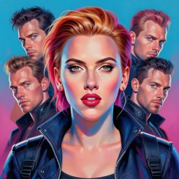 a beautiful portrait painting of a cyberpunk scarlett johansson by sergey kolesov and pascal blanche and sebastien plassard and greg rutkowski, in style of colorful comic. symmetry, hyper detailed. octanev render. trending on artstation