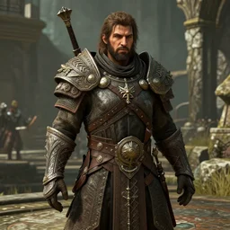 Drake in Elder Scrolls Oblivion, screenshot, detailed, medium shot, mid-shot, 8k, unreal engine