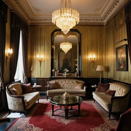 a prestigious art deco room, interior photography 1 8 mm,