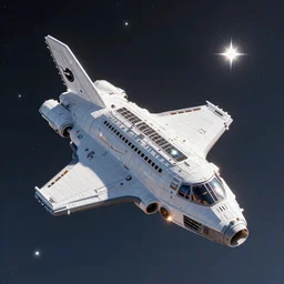 spaceship in the form of the Nike logo swoosh, stars, hyper realism, octane render, 8k