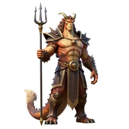 towering poseidon with trident, stylized pixar-style 3d render, full body, standing, isolated on a pure white background, centered, whole figure in frame, sharp focus, studio lighting
