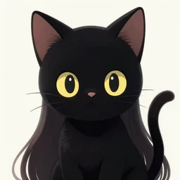 cute, female, anime style, a salem black cat girl, beautiful lighting, sharp focus, simple background, creative
