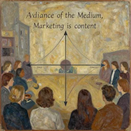when audience is the medium, marketing is the content, share is a power law, in the style of encaustic surrealism