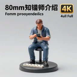 80mm resin detailed miniature of man solving a wordle on his phone, Product Introduction Photos, 4K, Full body