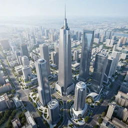 A Birds Eye View Photograph of a Futuristic City Taken Place in 2150