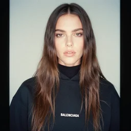 realistic photoshooting for a new balenciaga lookbook, vhs colour photography, portrait of model Winnie Harlow woman, in style of Tyler Mitchell, 35mm,