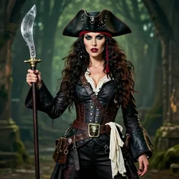 full shot photo of a female vampire pirate