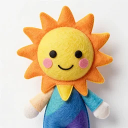 vibrant sun headed felt doll