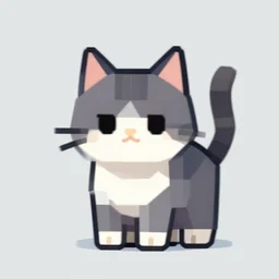 low polygon cat, pixel art