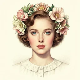 full body portrait, nostalgic, flowers, absurdly beautiful, elegant, realistic ultrafine hyperrealistic detailed face illustration by wes anderson, intricate linework, sharp focus, bright colors, matte, octopath traveler, final fantasy, unreal engine highly rendered, global illumination, radiant light, intricate environment