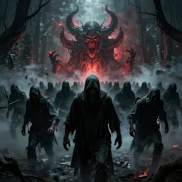 a small army of grim reapers invading hell