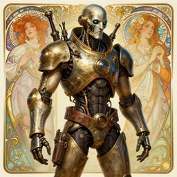 a steampunk dieselpunk male terminator, fantasy, intricate, elegant, highly detailed, colorful, vivid color, digital painting, artstation, concept art, art by artgerm and greg rutkowski and alphonse mucha and ruan jia