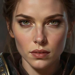 hardmesh post - macroshot portrait eyes of kate beckinsale, weared in leather armor, highly detailed, d & d, fantasy, highly detailed, digital painting, trending on artstation, concept art, sharp focus, illustration, art by ilya kuvshinov