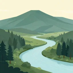 mountaintop river flat illustration by jacek yerka trending on artstation