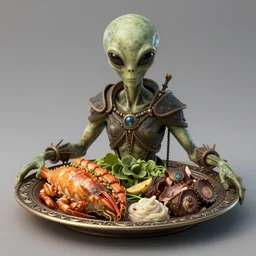 alien food on a plate mythological, octane render, rembrandt, cgsociety, artstation trending, highly detailed