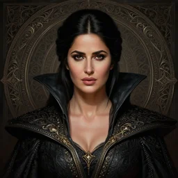 head-on centered symmetrical painted portrait, Katrina Kaif as a Witcher Mage, intricate fantasy robes, fantasy, intricate, elegant, highly detailed, digital painting, smooth, sharp focus, illustration, dramatic lighting, artstation, in the style of Artgerm and Anna Podedworna and Alex Ross