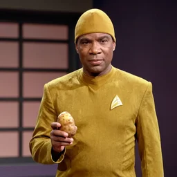 a still from a 90s tv show of Captain Picard holding a potato