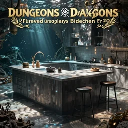 underwater kitchen island, dungeons and dragons concept art