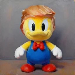 touhou donald trump fumo plushie, by ross tran, oil on canvas