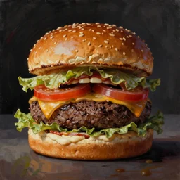 painting of a burger with a mouth in the style of beksinski